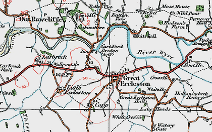 Old map of Great Eccleston in 1924