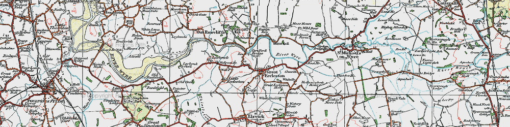 Old map of Great Eccleston in 1924
