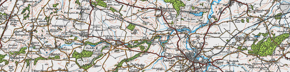 Old map of Great Elm in 1919