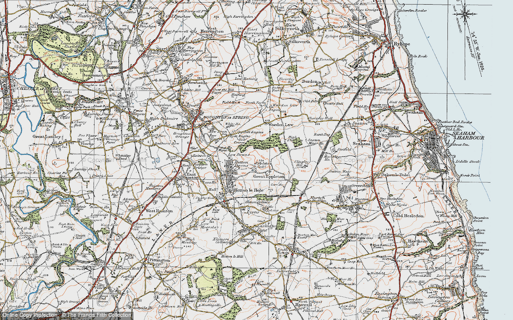 Old Map of Great Eppleton, 1925 in 1925