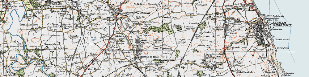 Old map of Great Eppleton in 1925