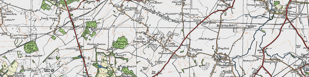 Old map of Great Eversden in 1920