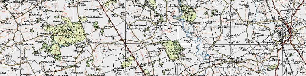 Old map of Great Fencote in 1925