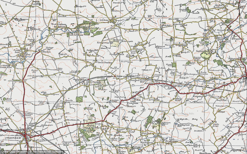 Old Map of Great Fransham, 1921 in 1921