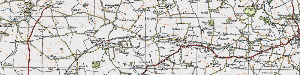 Old map of Great Fransham in 1921