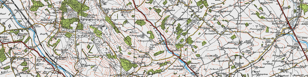 Old map of Great Gaddesden in 1920