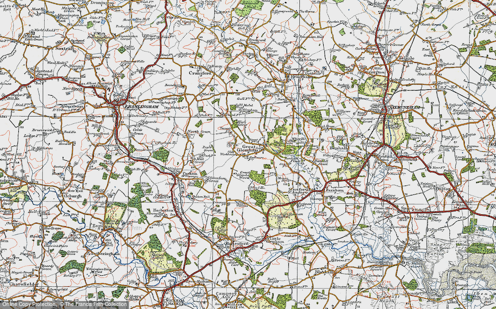 Old Map of Great Glemham, 1921 in 1921