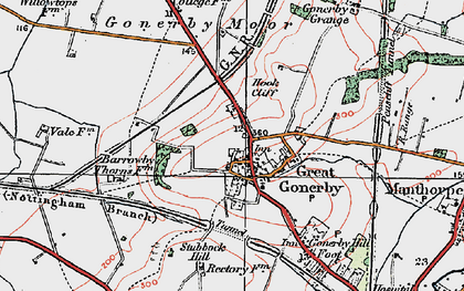 Old map of Great Gonerby in 1921