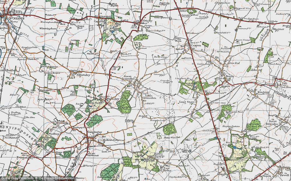 Old Map of Great Gransden, 1919 in 1919