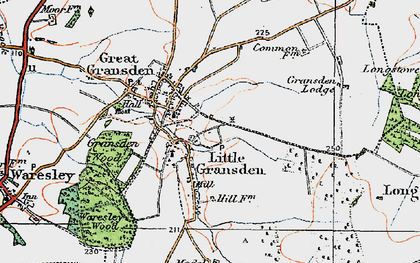 Old map of Great Gransden in 1919