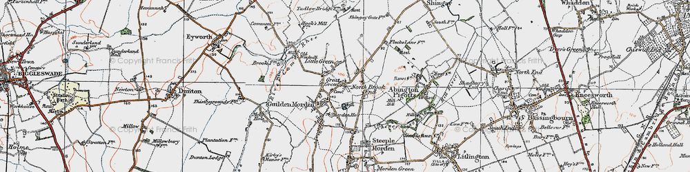 Old map of Great Green in 1919