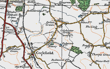 Old map of Great Green in 1921