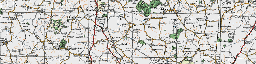 Old map of Great Green in 1921