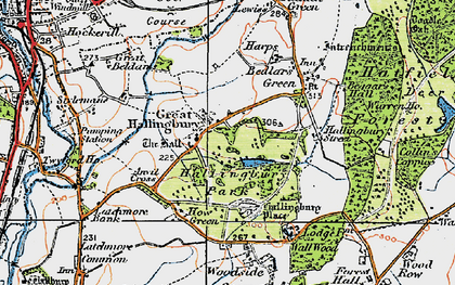 Old map of Great Hallingbury in 1919