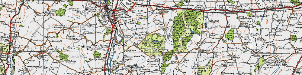 Old map of Great Hallingbury in 1919