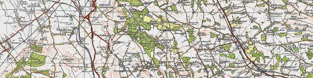 Old map of Great Hampden in 1919