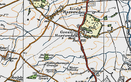 Old map of Great Harrowden in 1919