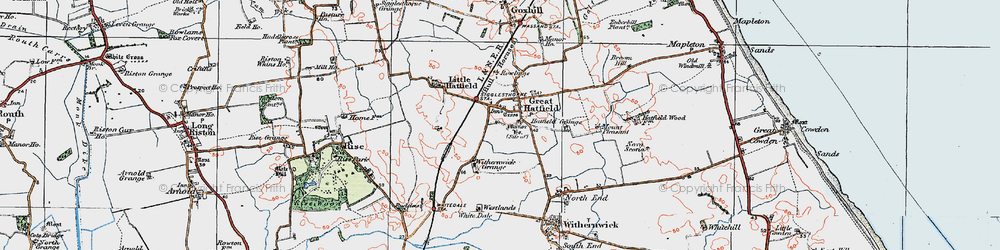 Old map of Great Hatfield in 1924