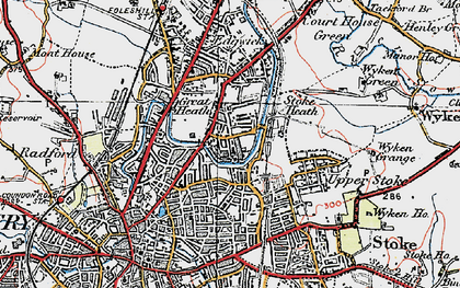 Old map of Great Heath in 1920
