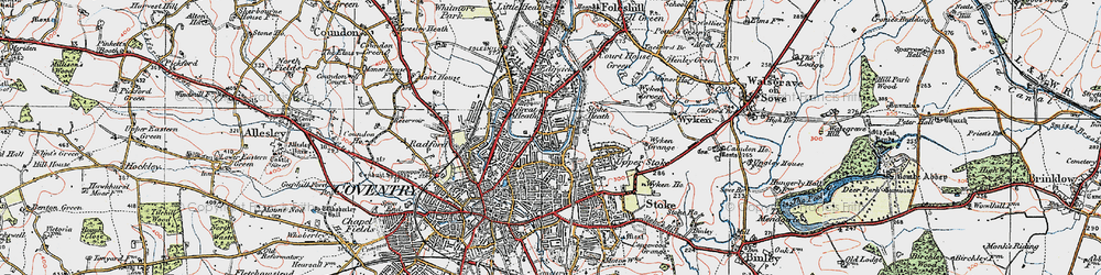 Old map of Great Heath in 1920
