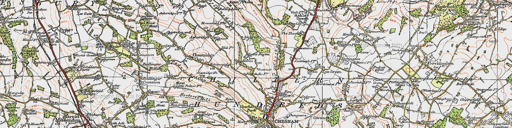 Old map of Great Hivings in 1920