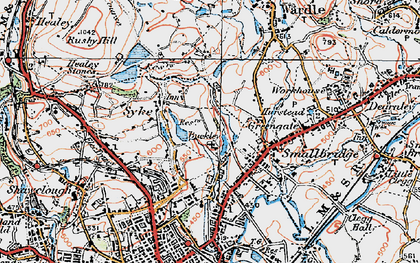 Old map of Great Howarth in 1924