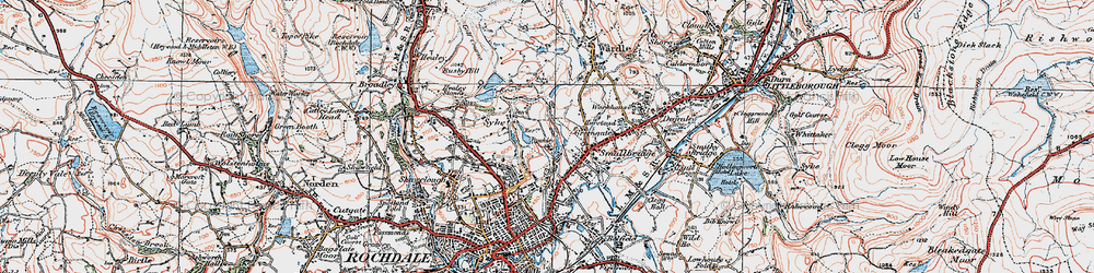 Old map of Great Howarth in 1924
