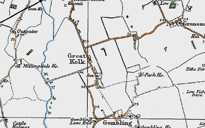 Old map of Great Kelk in 1924