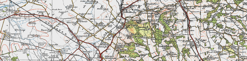 Old map of Great Kimble in 1919