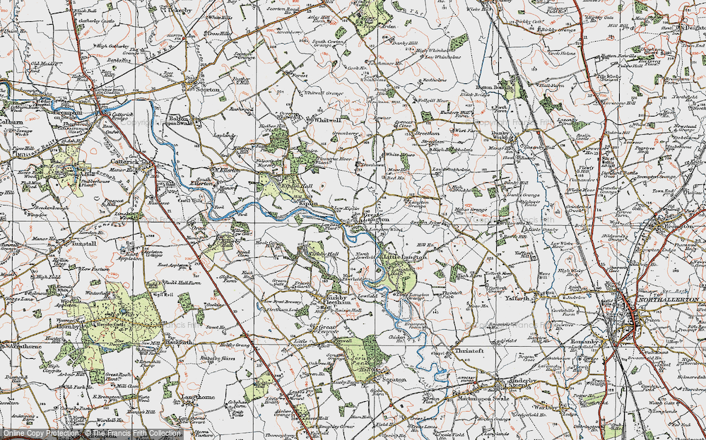 Old Map of Historic Map covering Langton Wood in 1925