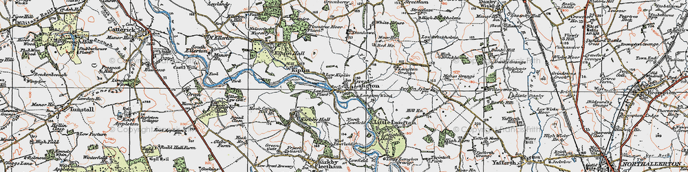 Old map of Great Langton in 1925