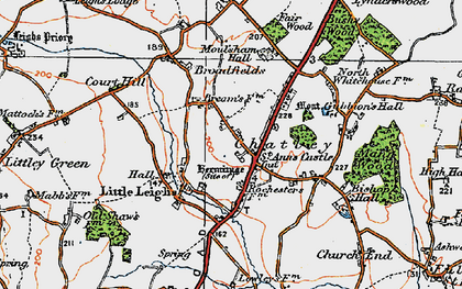 Old map of Great Leighs in 1921