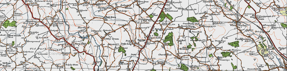 Old map of Great Leighs in 1921