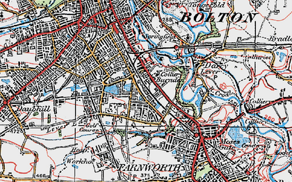 Old map of Great Lever in 1924
