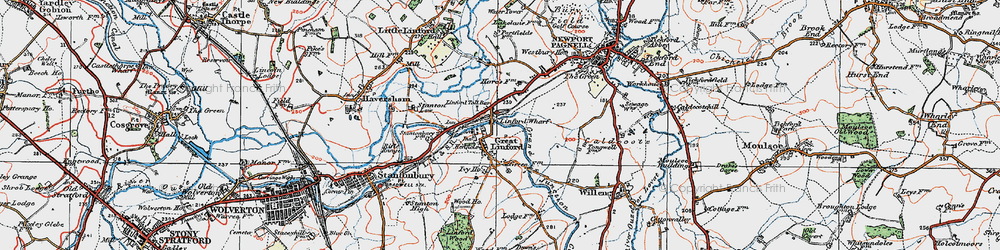 Old map of Great Linford in 1919