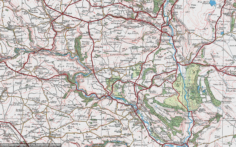 Old Map of Great Longstone, 1923 in 1923