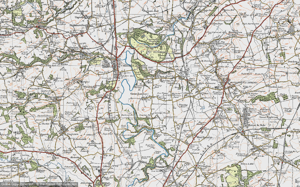 Old Map of Historic Map covering Finchale Priory in 1925