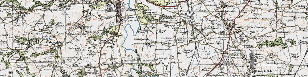 Old map of Finchale Priory in 1925