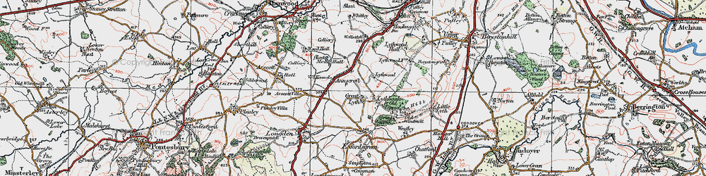 Old map of Great Lyth in 1921
