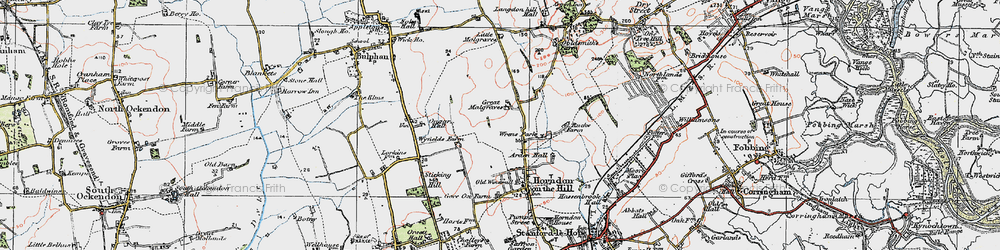 Old map of Great Malgraves in 1920