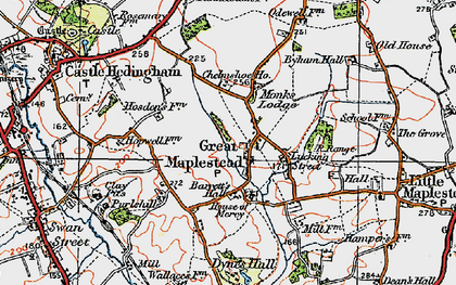 Old map of Great Maplestead in 1921