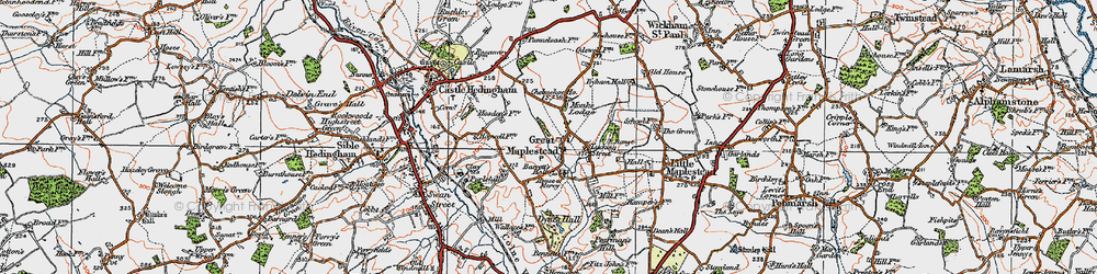 Old map of Great Maplestead in 1921
