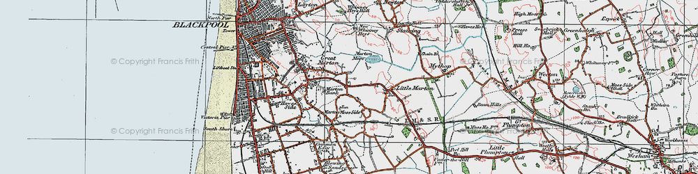 Old map of Great Marton in 1924