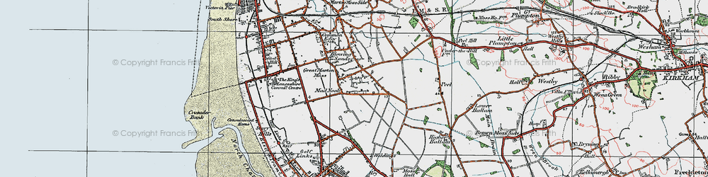Old map of Great Marton Moss in 1924
