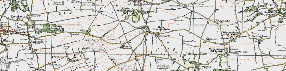Old map of Great Massingham in 1921