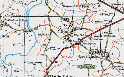 Old map of Great Milton in 1919
