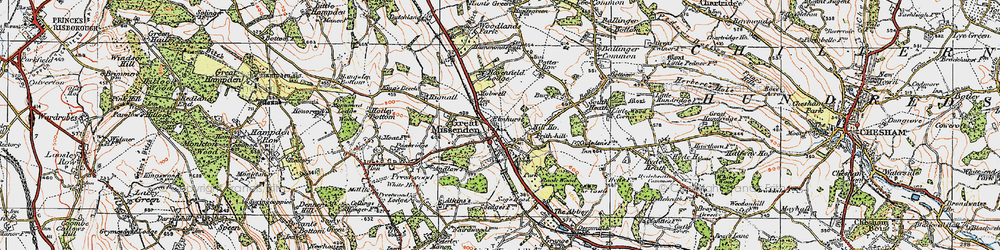 Old map of Great Missenden in 1919
