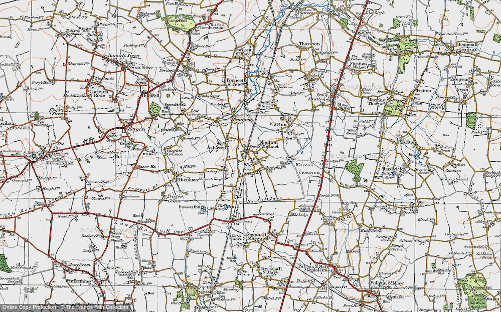 Old Map of Great Moulton, 1921 in 1921