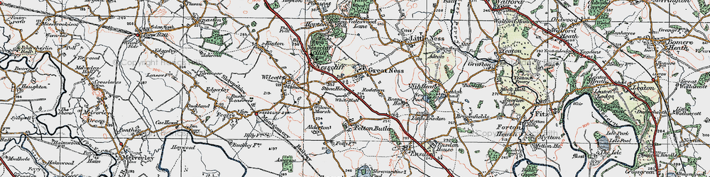 Old map of Great Ness in 1921