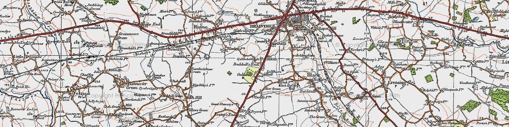 Old map of Great Notley in 1921